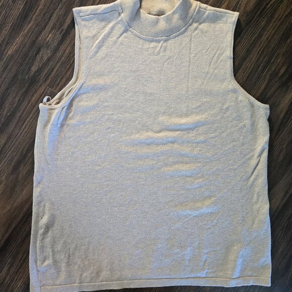 CHICO's Soft Gold Metallic Mock Turtleneck Sleeveless Tunic Sweater SIZE 3/XL - Picture 1 of 7